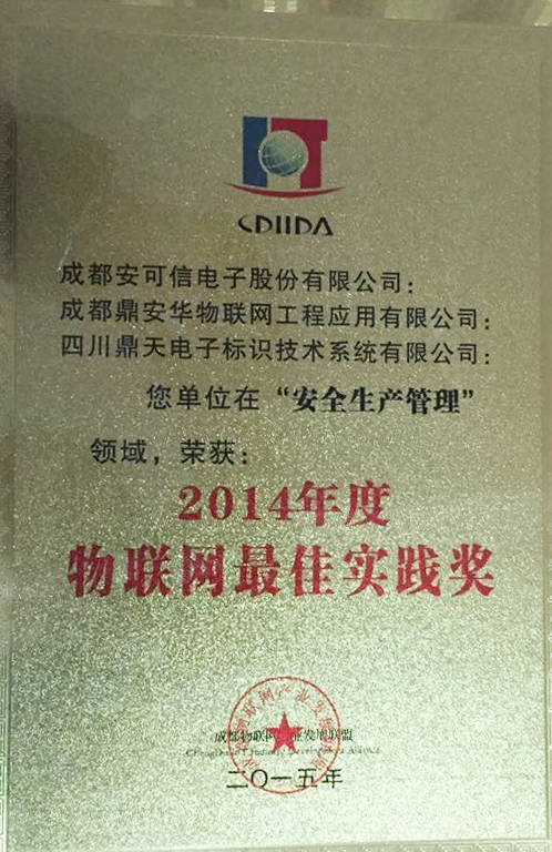 2014年物联网最佳实践奖-安全生产管理